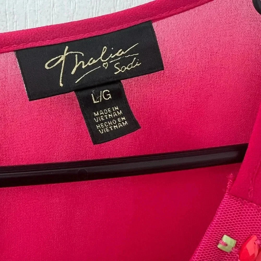 Thalia Sodi of Macy’s hot pink sleeveless blouse with colorful stud detail. - Picture 3 of 6